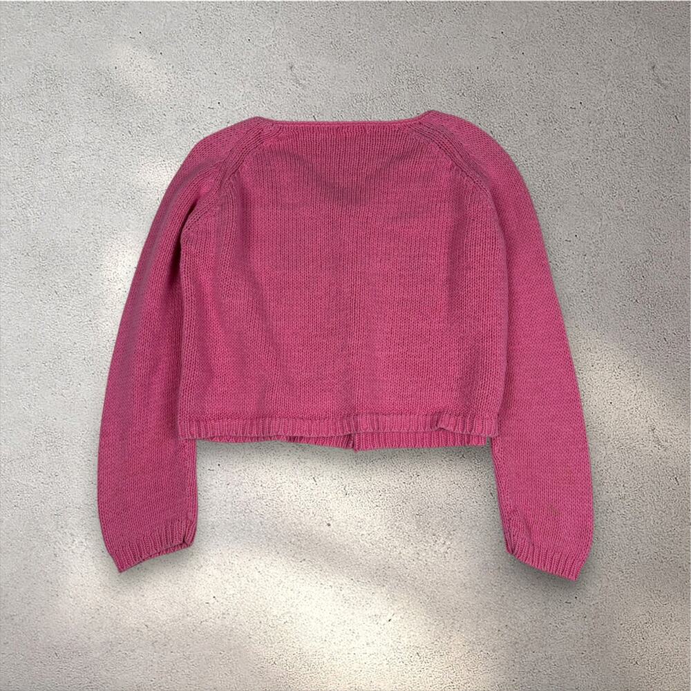 VTG Pierre Cardin Knit Cardigan Women's XL Pink Crop Linen Coquette Preppy Y2K - Picture 3 of 13